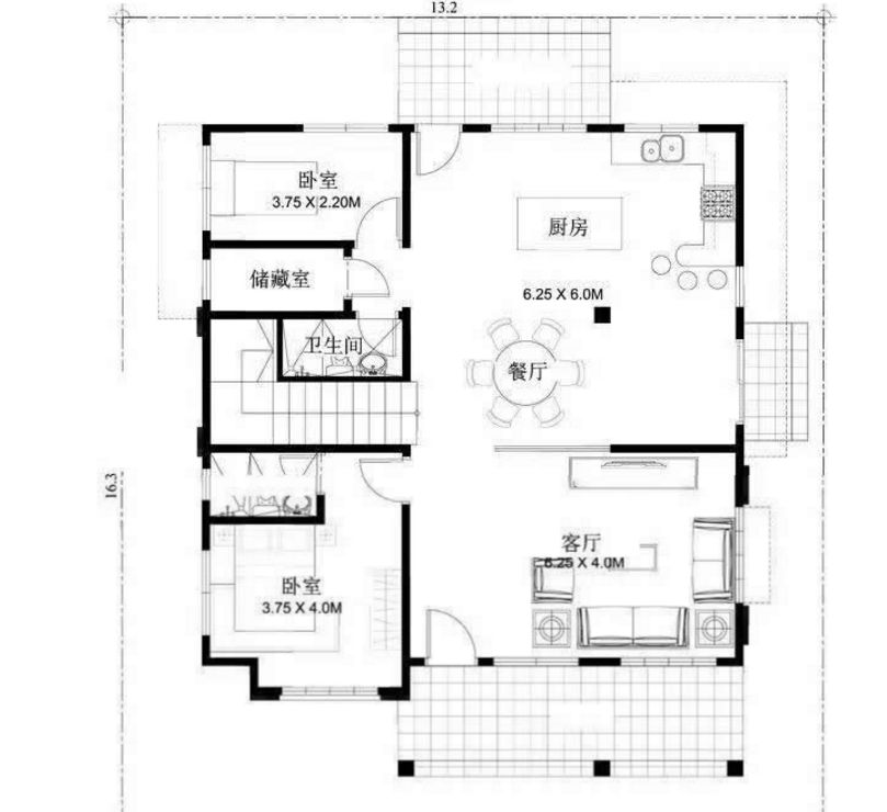 新鄉下最佳2層自建房別墅戶(hù)型 地基13米X16米(圖3)
