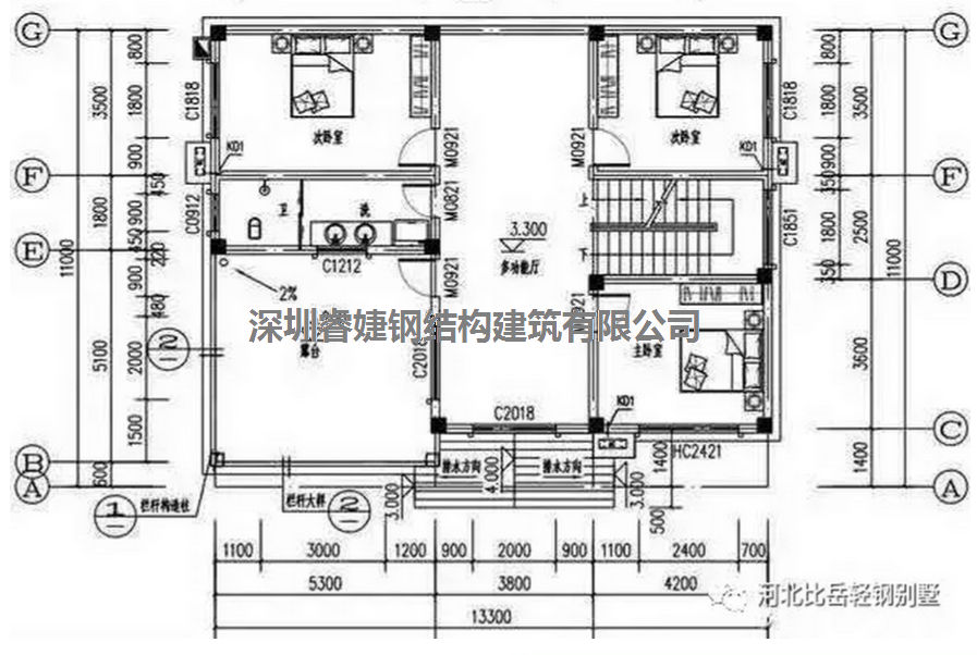 農村自建別墅兩層13.3米X11米,帶平面設計圖,拿走不謝(圖3) 農村自建別墅兩層13.3米X11米,帶平面設計圖,拿走不謝(圖3)
