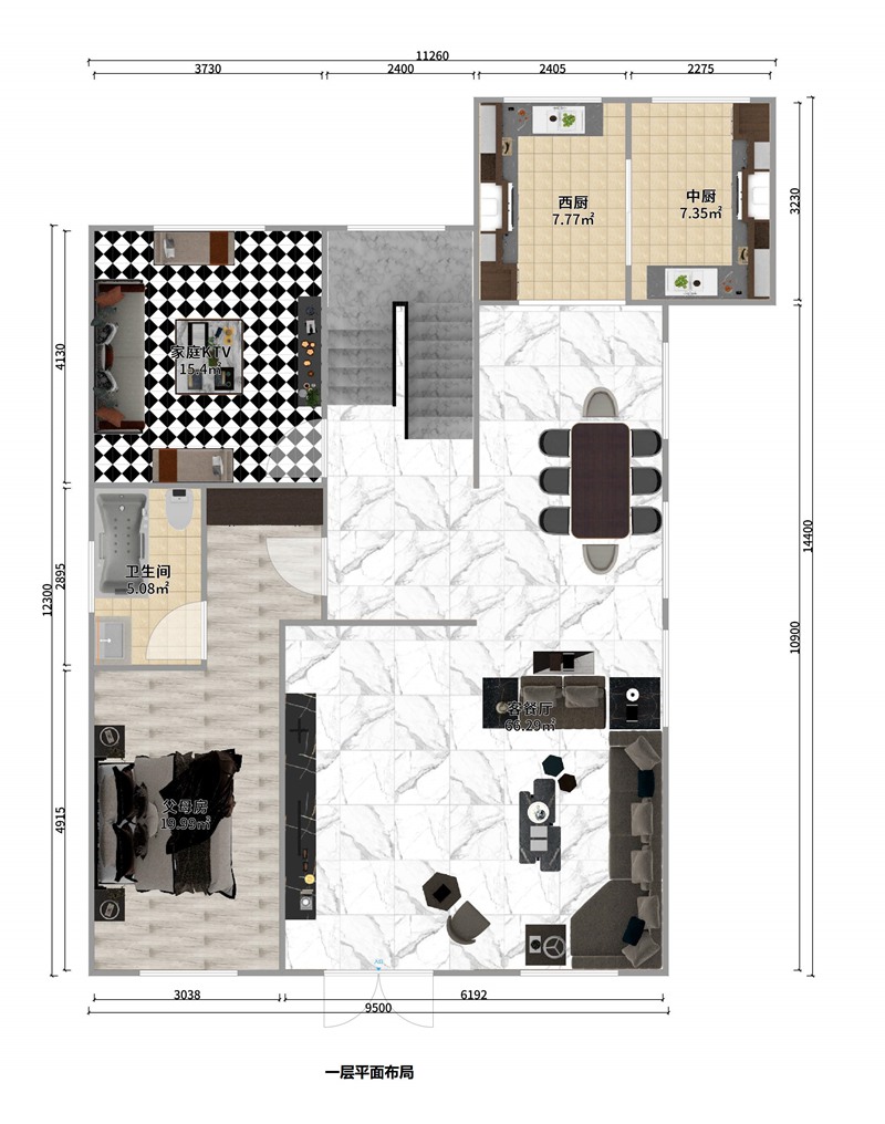 三層中式風(fēng)格輕鋼別墅戶(hù)型+建房配置表【版權戶(hù)型】(圖2)