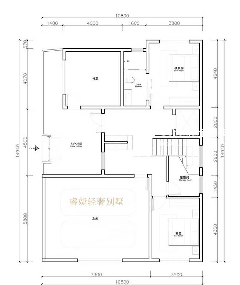 現代別墅占地145平設計圖紙帶兩種效果圖還有電梯(圖5)