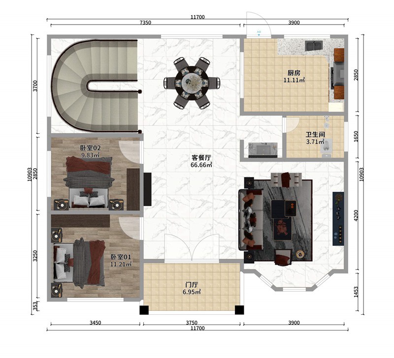 2套占地120平二層輕鋼別墅，外觀(guān)大方布局合理，30多萬(wàn)就能建！(圖5)